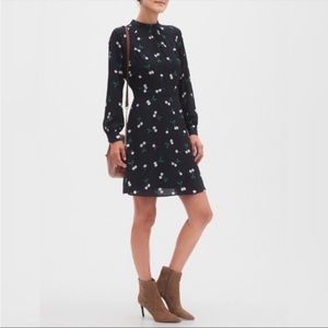 Banana Republic navy cherry long sleeve dress